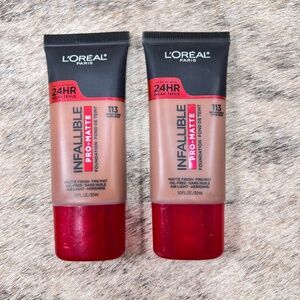 L'Oreal Paris Infallible Pro-Matte Blendable Foundation, 113 Brown Suede, 2 pcs